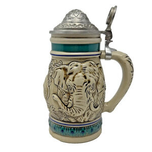 Avon 1990 Endangered Species Beer Stein Asian Elephant Made in Ceramarte Brazil